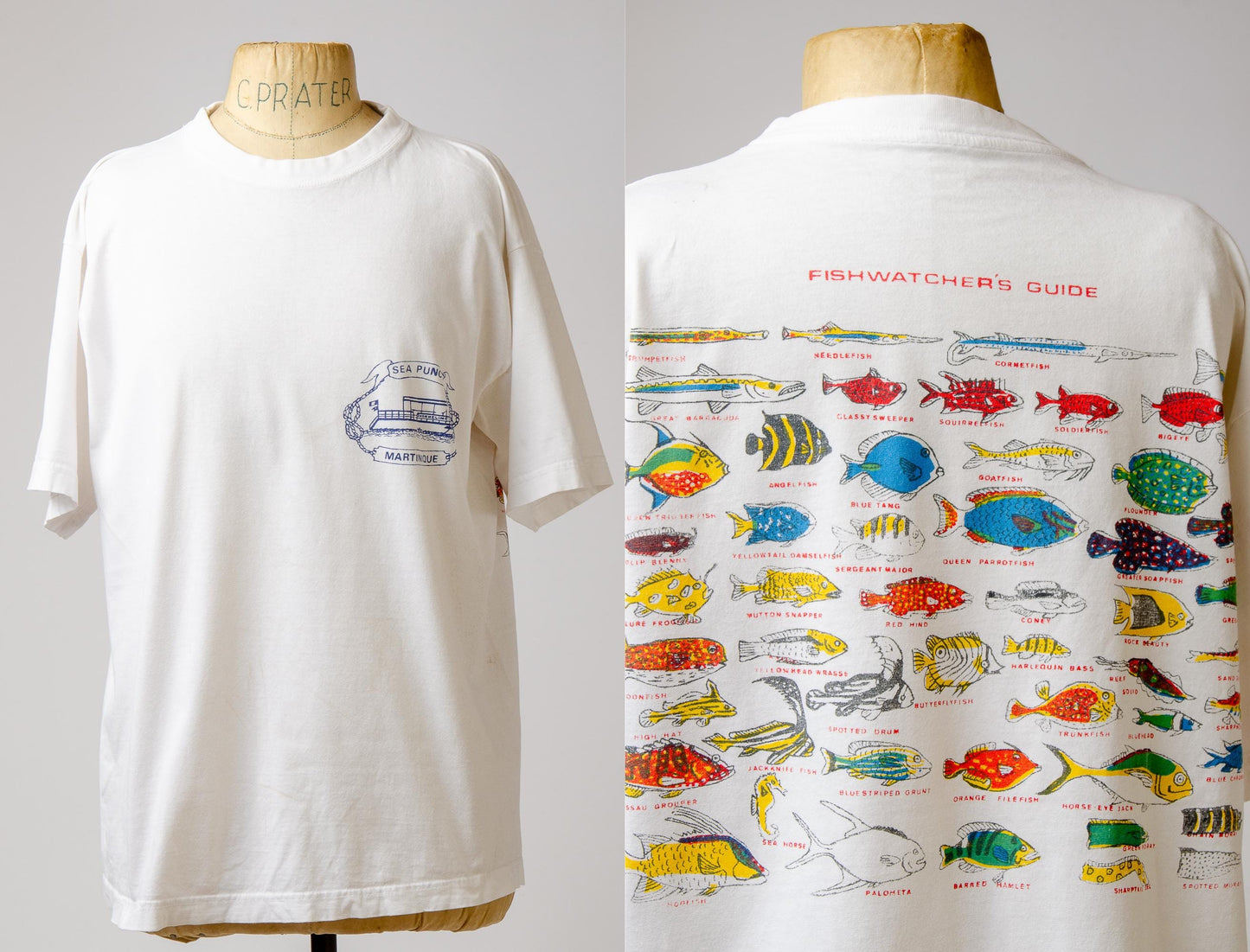 Vintage Fishing T Shirt Martinique France Fishwatchers Guide T Shirt