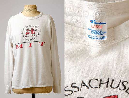 1980s Champion MIT Massachusetts Long Sleeve Cotton T Shirt