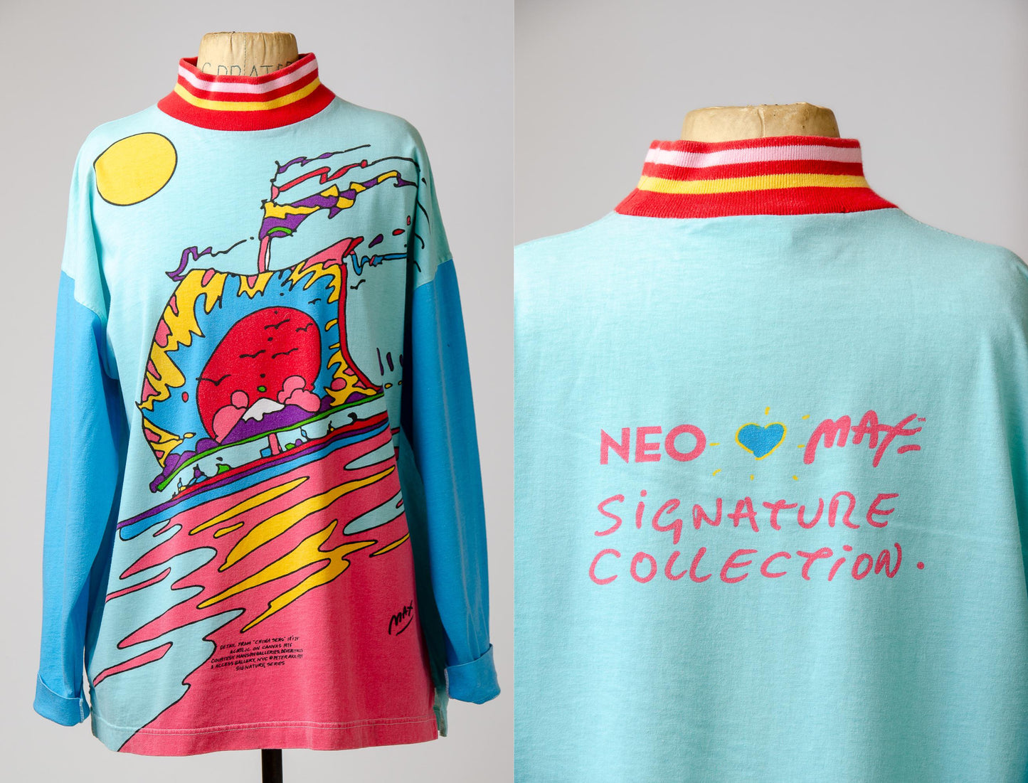 1980s Peter Max China Sea's Long Sleeve Pop Art Neo Max T Shirt