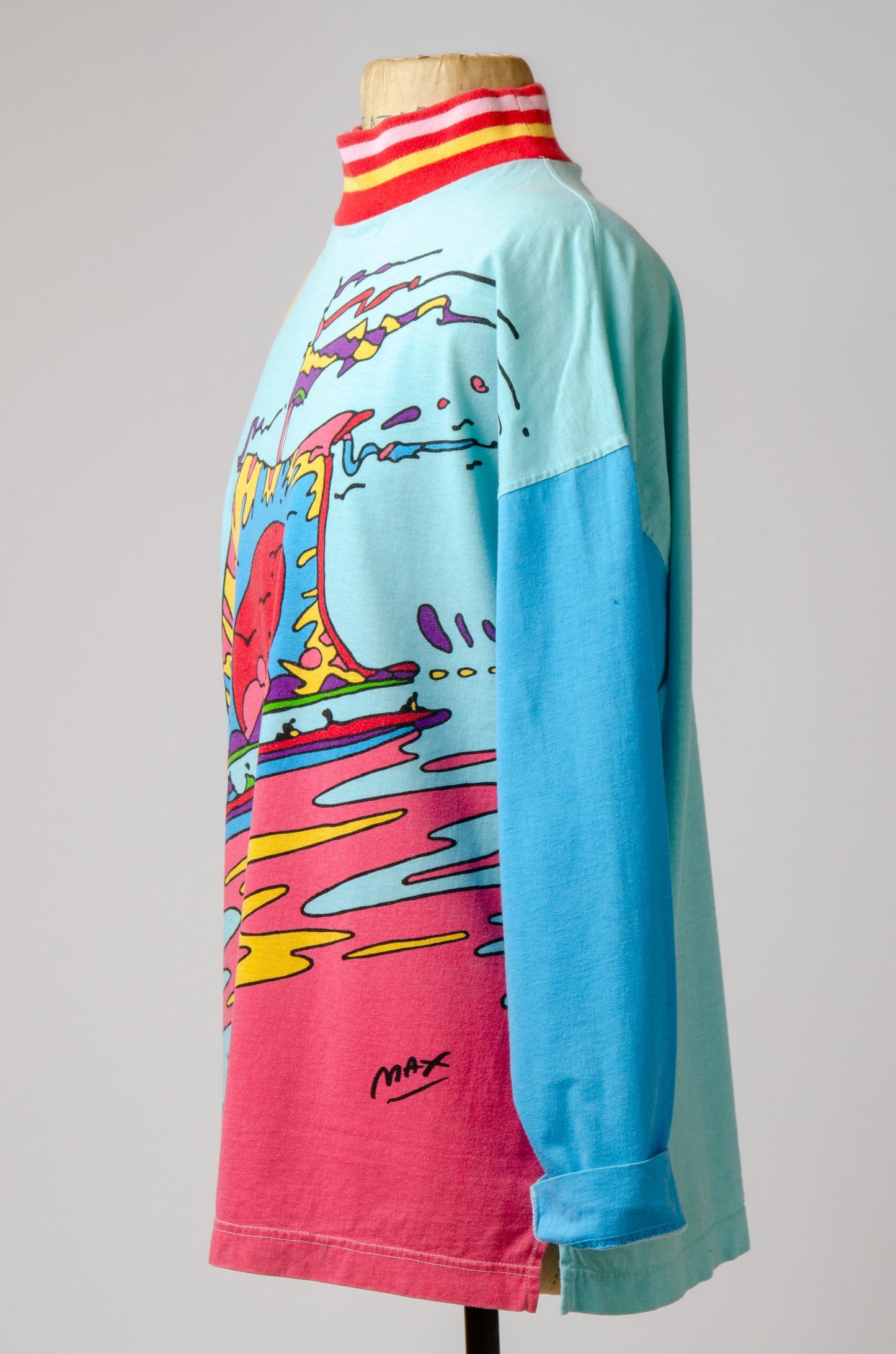 1980s Peter Max China Sea's Long Sleeve Pop Art Neo Max T Shirt