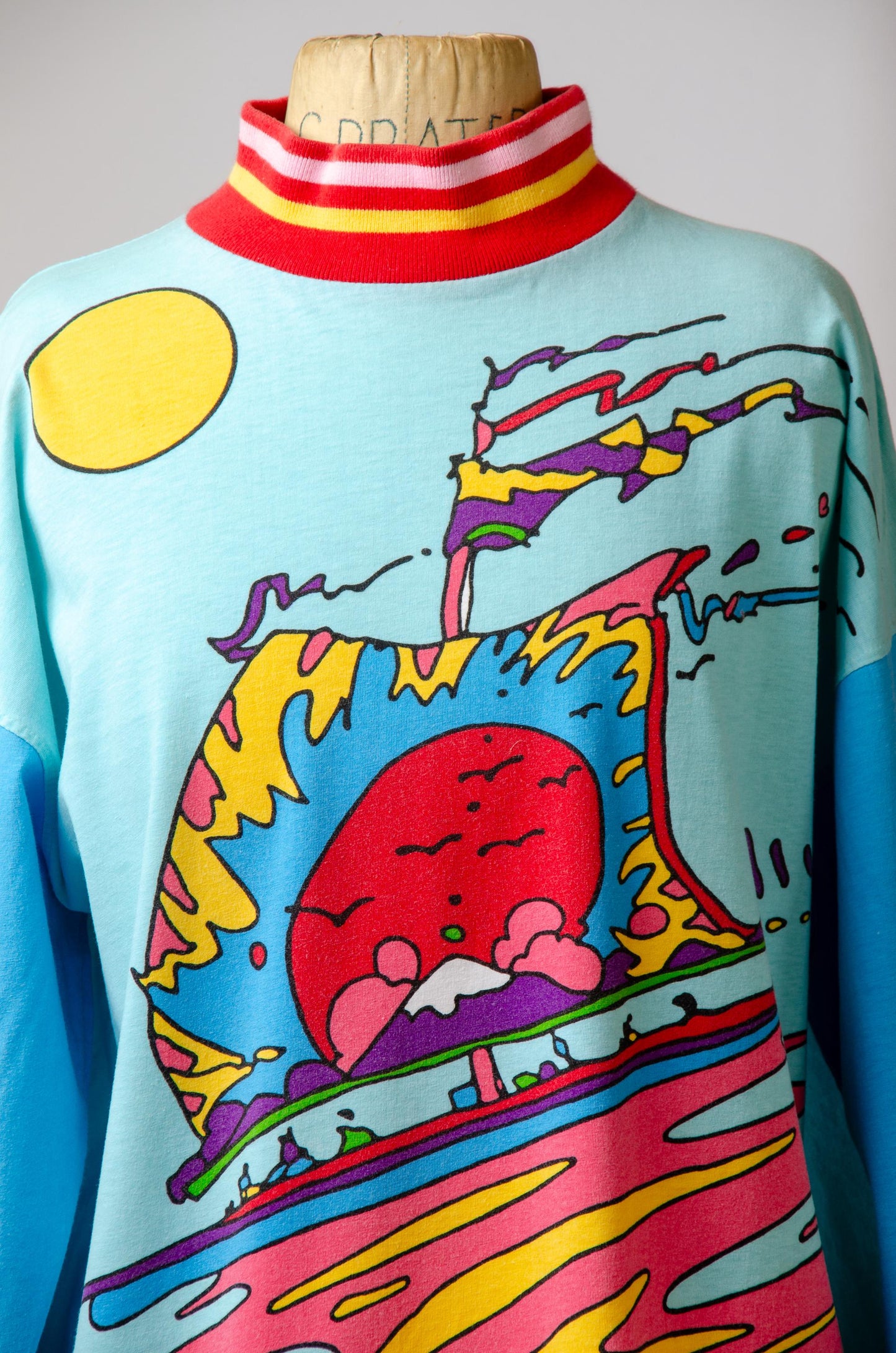 1980s Peter Max China Sea's Long Sleeve Pop Art Neo Max T Shirt