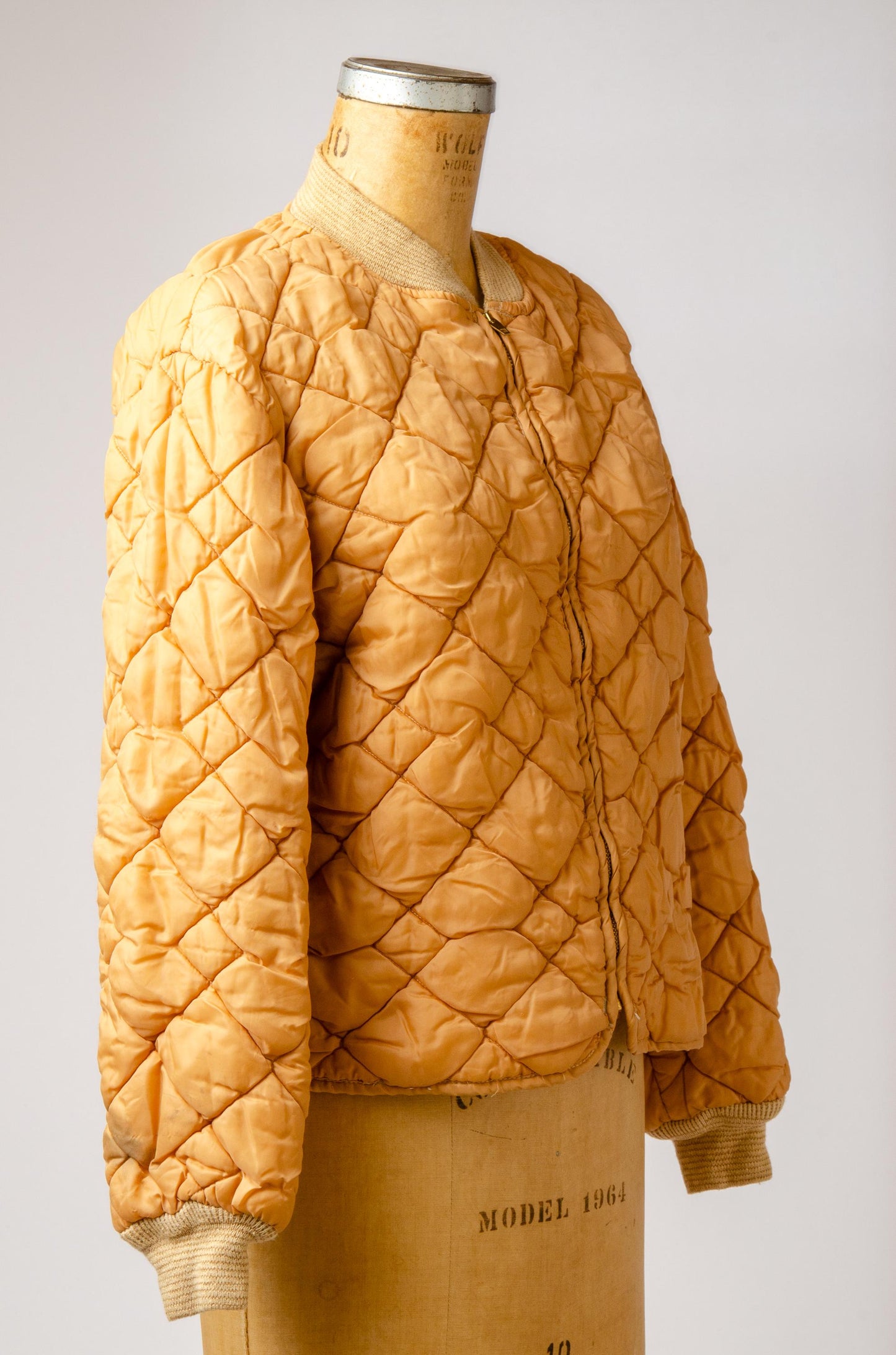 1960s Quilted Liner Jacket Amber Cold Weather Bomber Jacket