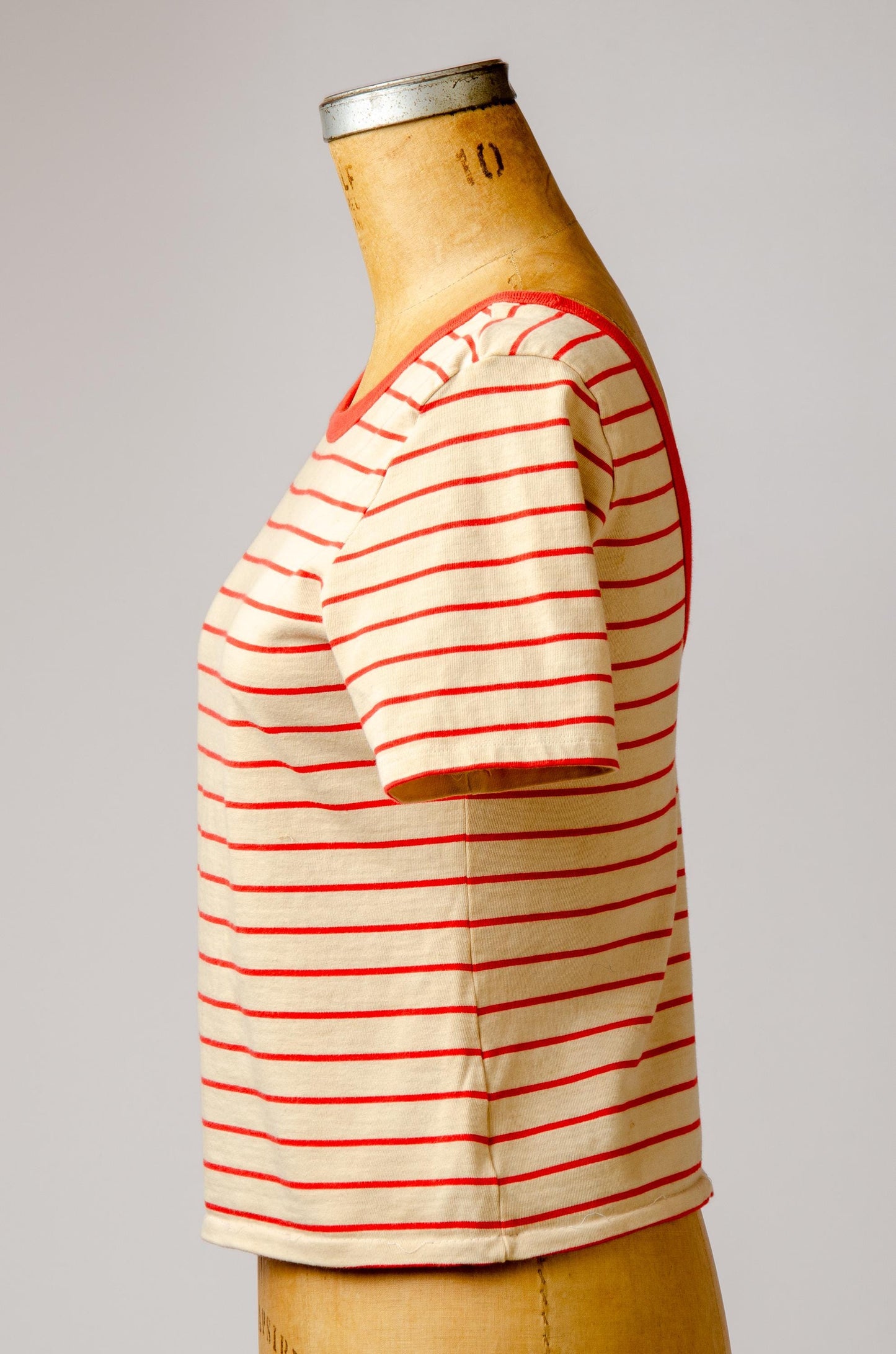 Vintage Scoop Back Stripe Red Striped Cotton T Shirt