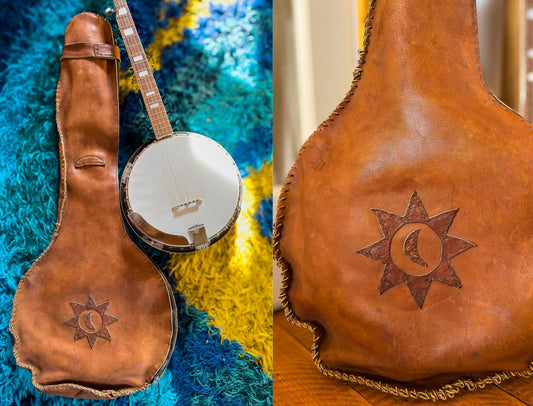 1970s Leather Banjo Case Hippie Handmade Char Style Bag