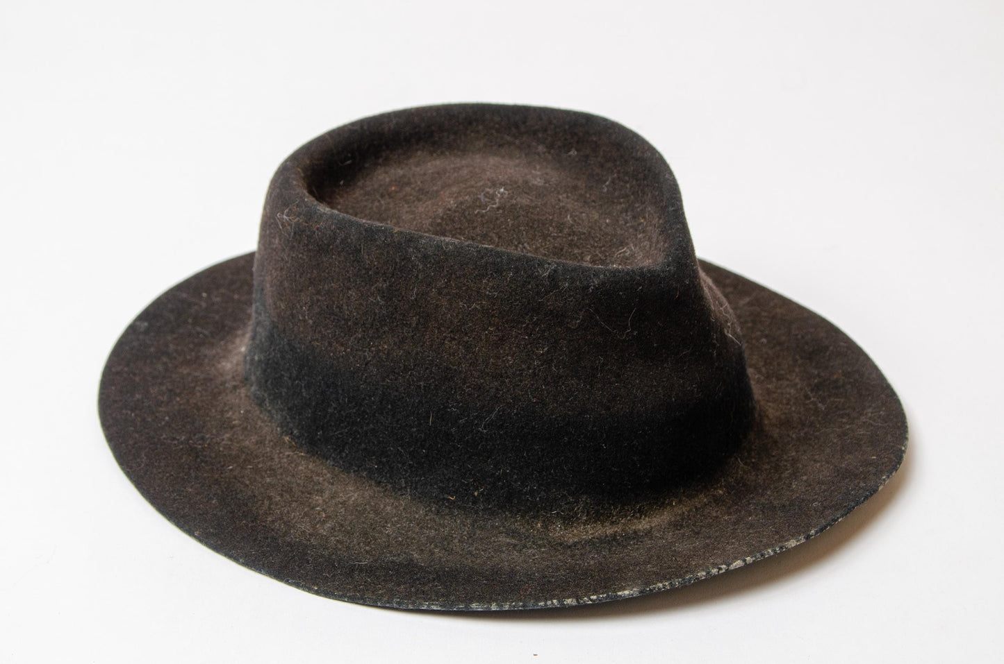 Vintage Sun Faded Western Hat Distressed Wool Black Short Brim Hat