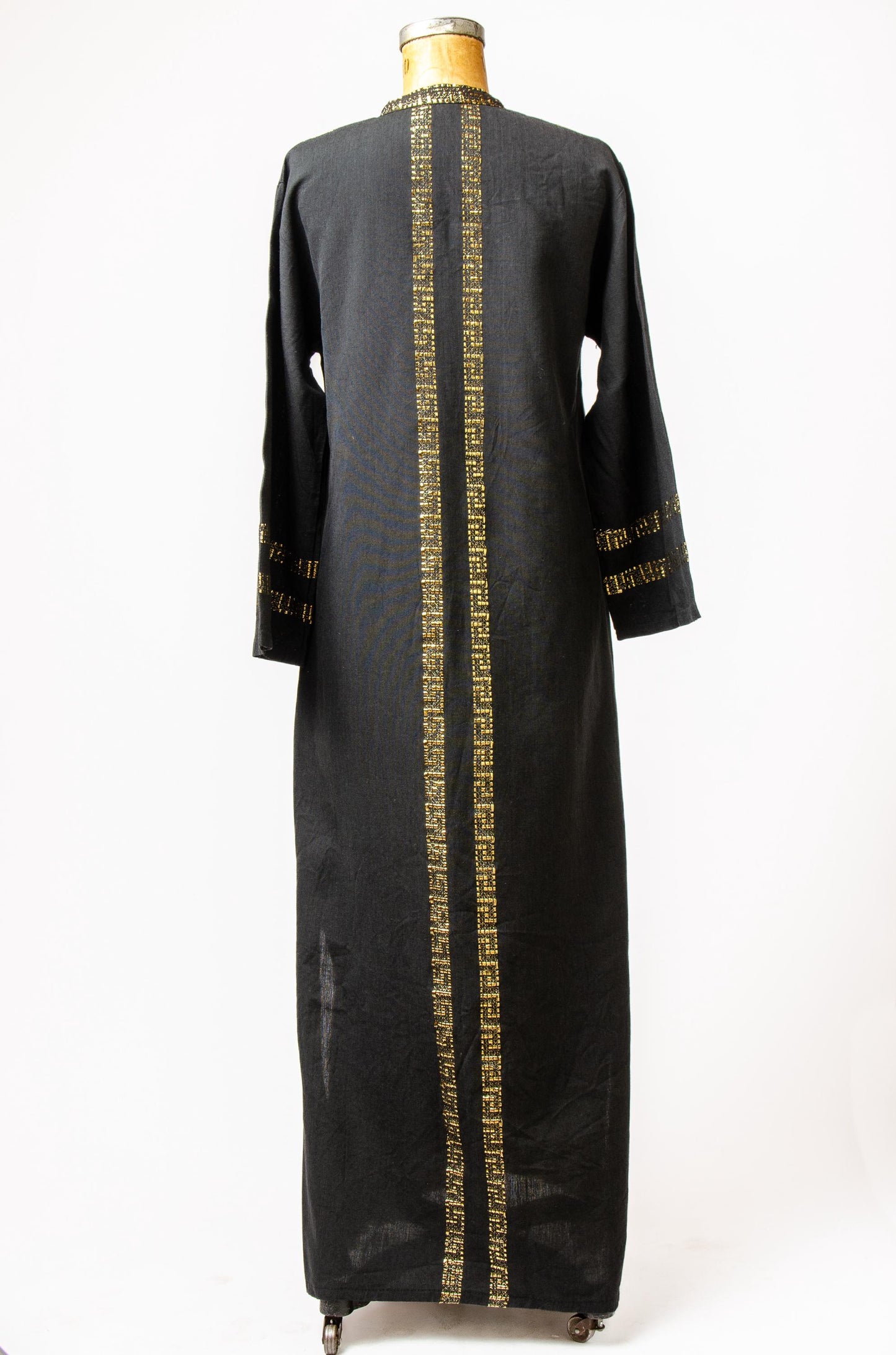 1970s Psychedelic Kaftan Dress Etaoepa Metallic Gold Maxi Dress