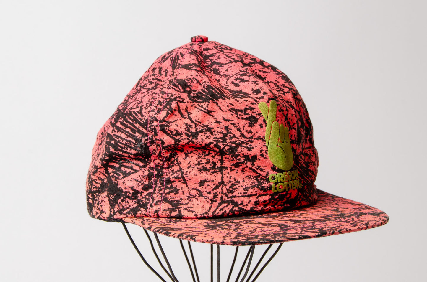 1980s Neon Crackle Print Oregon Lottery Snapback Hat