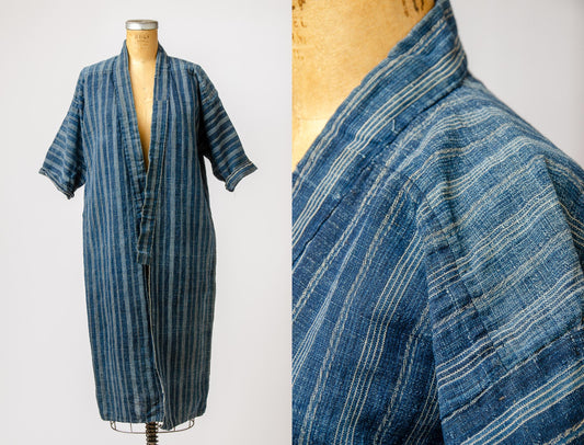 1930s Japanese Indigo Cotton Kimono Boro Kimono Noragi Jacket