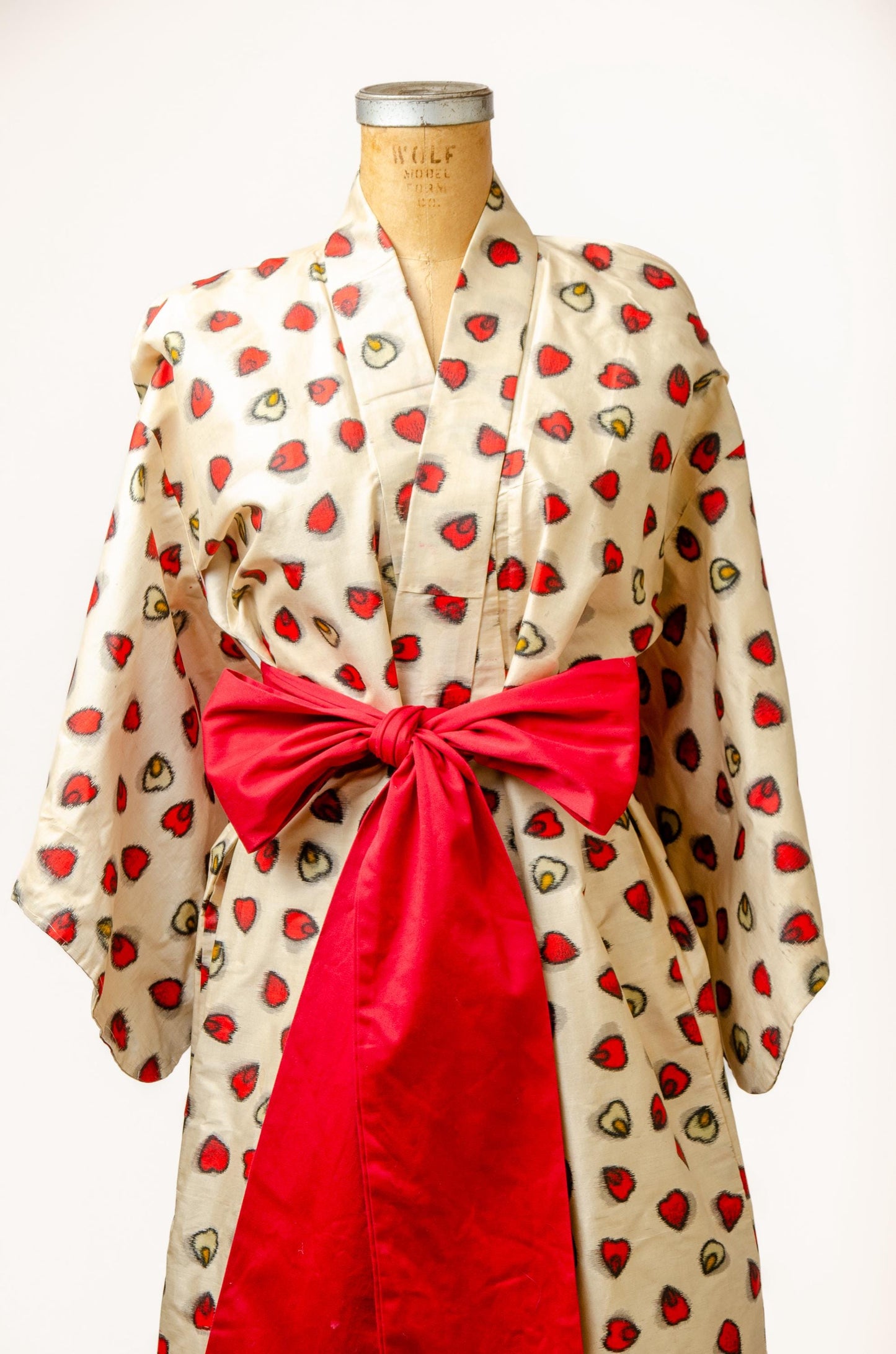 1920s Queen of Hearts Silk Kimono Traditional Long Robe Jacket