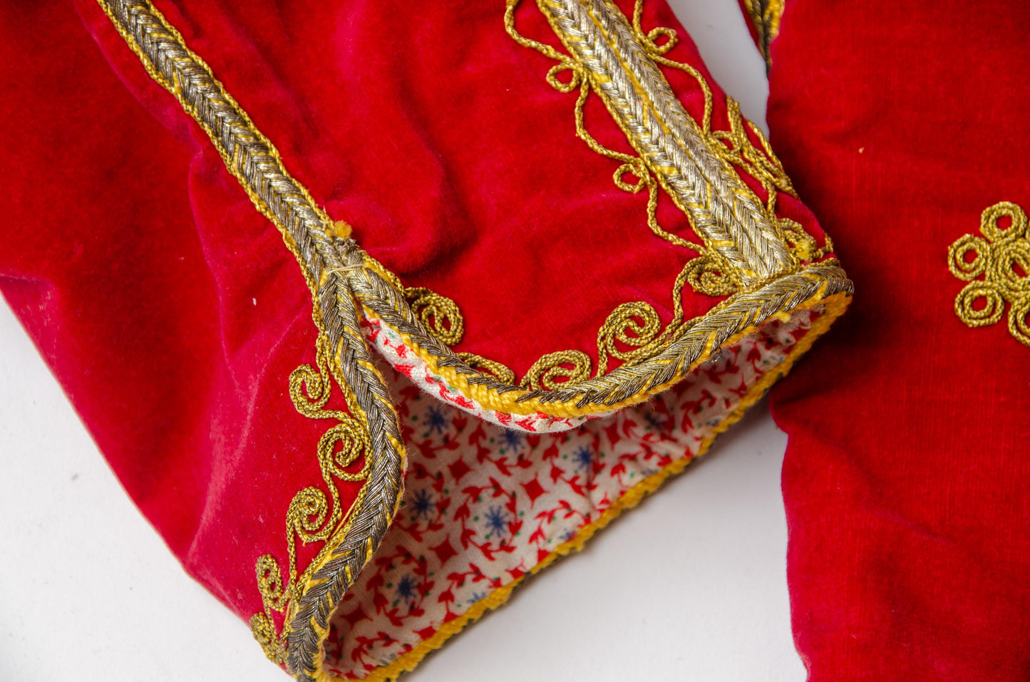 Antique Turkish Renaissance Folk Jacket Red Velvet Gold Threaded Bohemian Coat