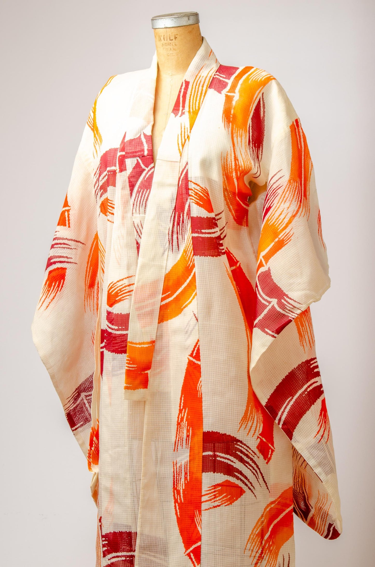 1920s Silk Watercolor Bamboo Kimono Sheer Silk Full Belted Kimono Jacket