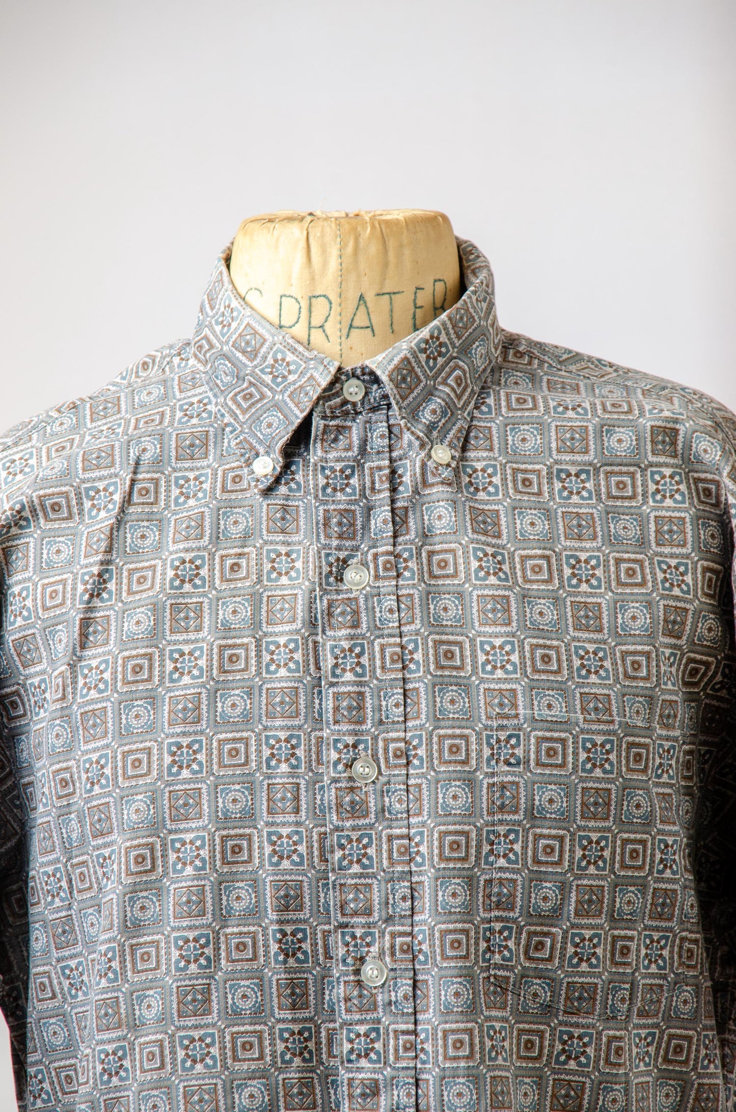 1960s Beatnik Shirt Single Pocket Button Down Mod Dress Shirt