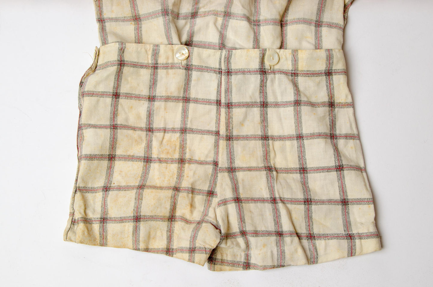 1920s Kids Playsuit Jumper Linen Plaid Jumpsuit Romper