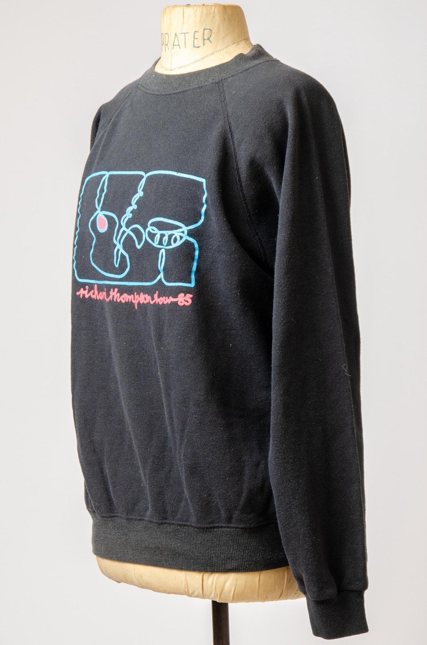 1985 Richard Thompson Tour Folk Rock Faded Black Sweatshirt