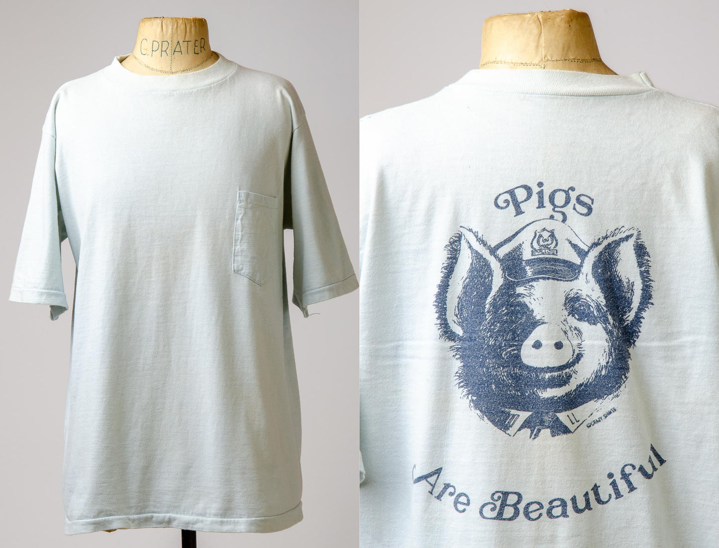 1970s Pigs are Beautiful Crazy Shirt Single Pocket T Shirt