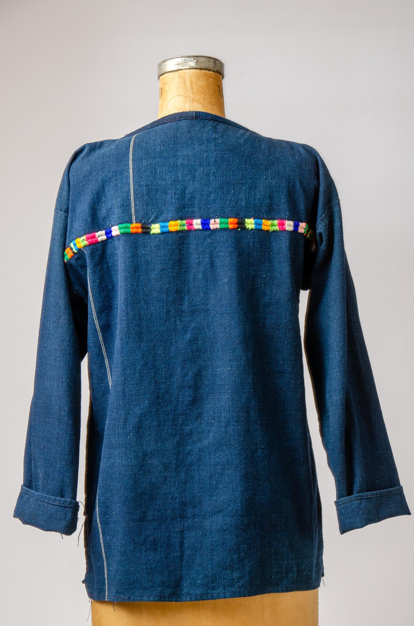 1970s Guatemalan Indigo Denim with Embroidered Folk Shirt