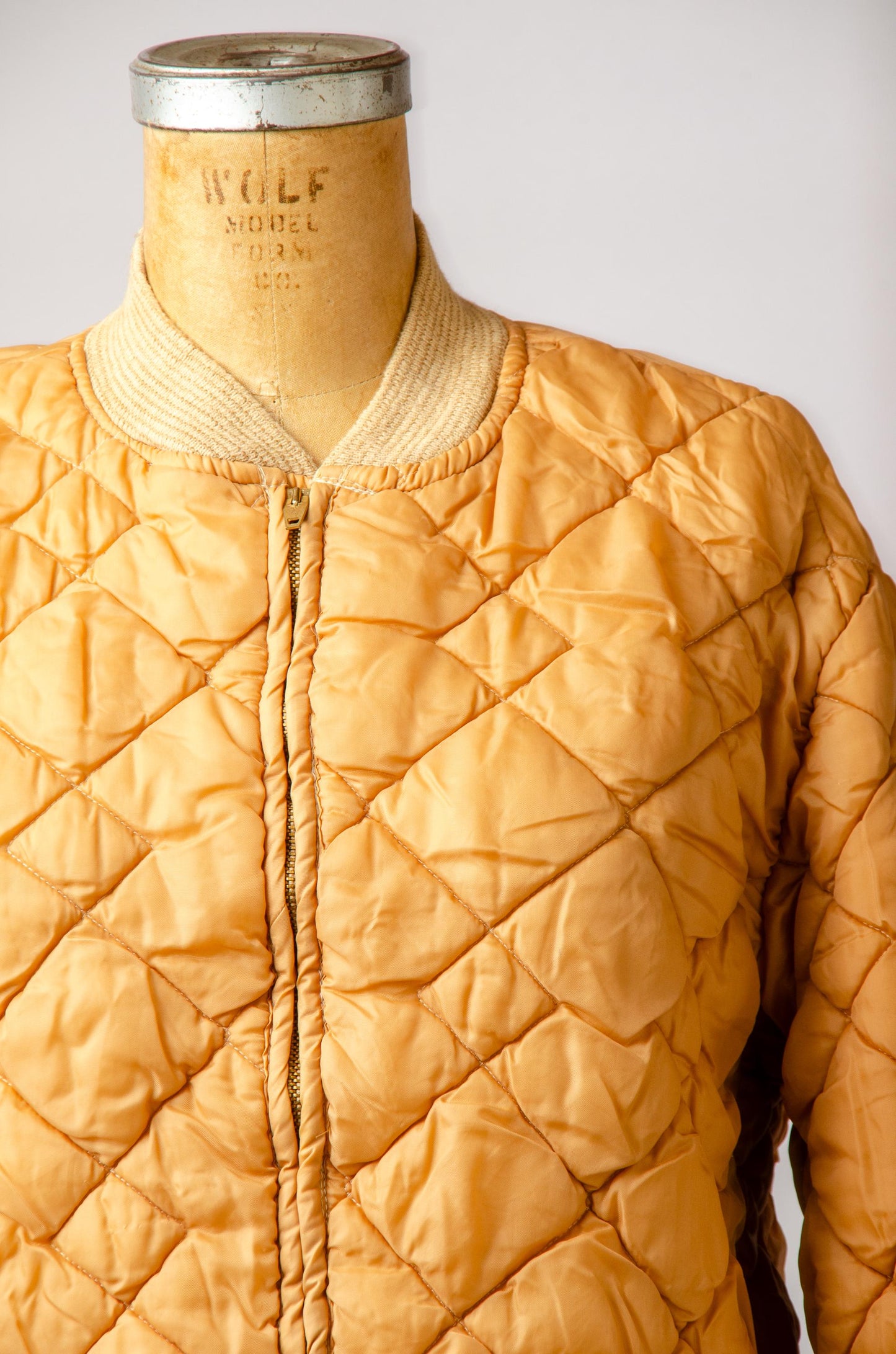 1960s Quilted Liner Jacket Amber Cold Weather Bomber Jacket