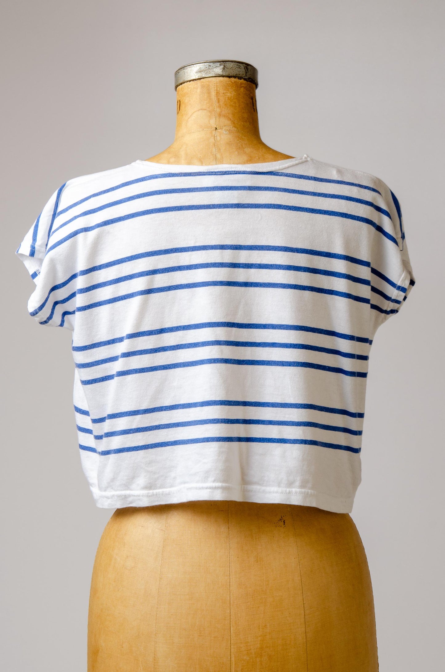 1980s Hot Sailer T Shirt Blue and White Stripe Crop Novelty Tee