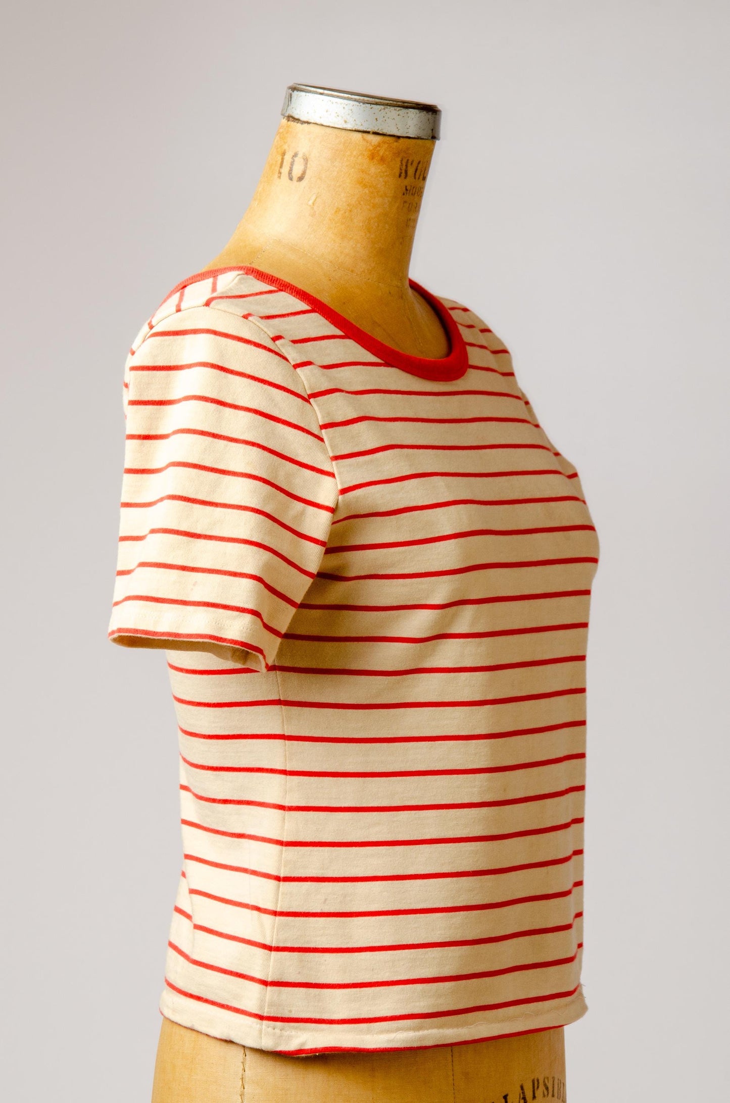 Vintage Scoop Back Stripe Red Striped Cotton T Shirt