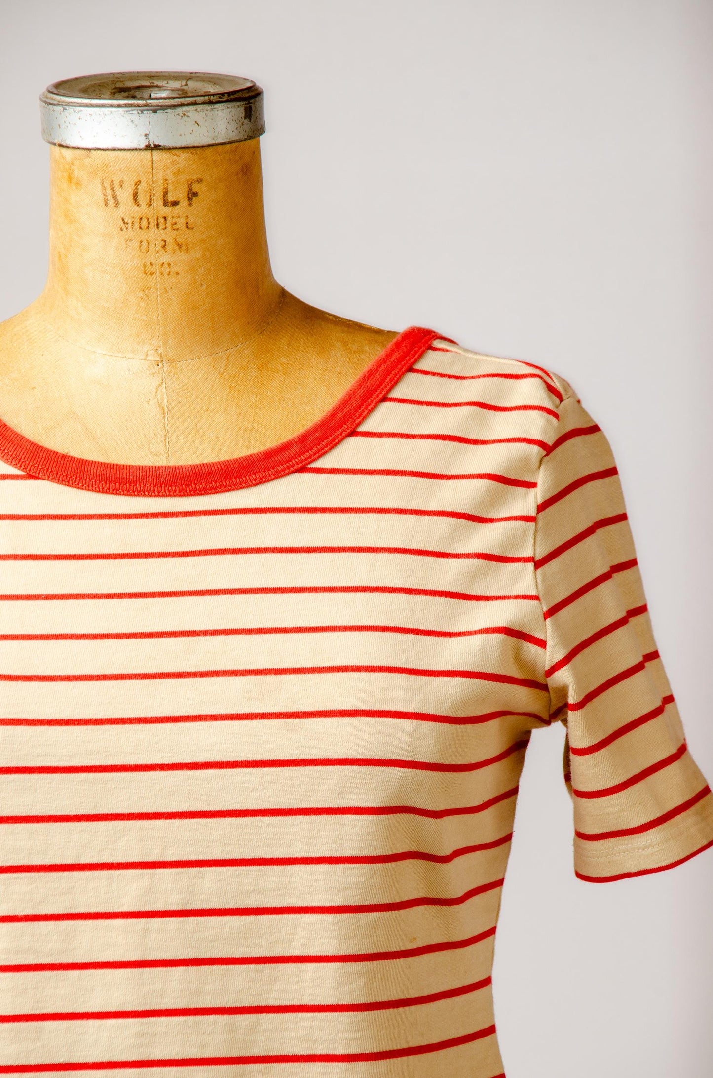 Vintage Scoop Back Stripe Red Striped Cotton T Shirt