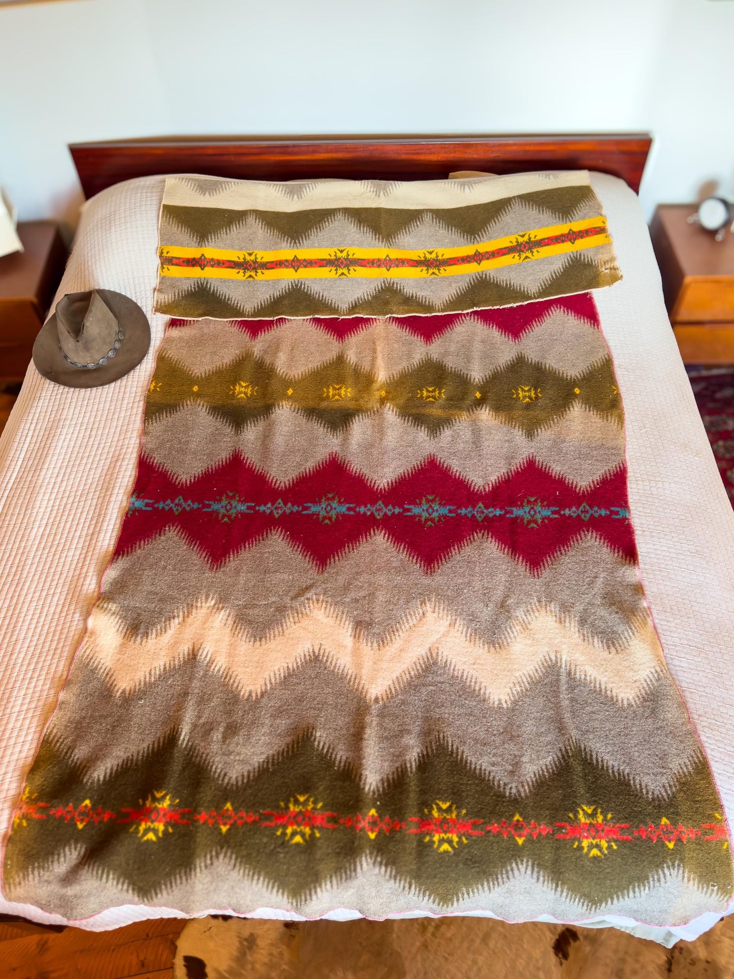 1920s Oregon City Wool Blanket Double Length Wool Extra Long Blanket 8.5 ft x 4.5