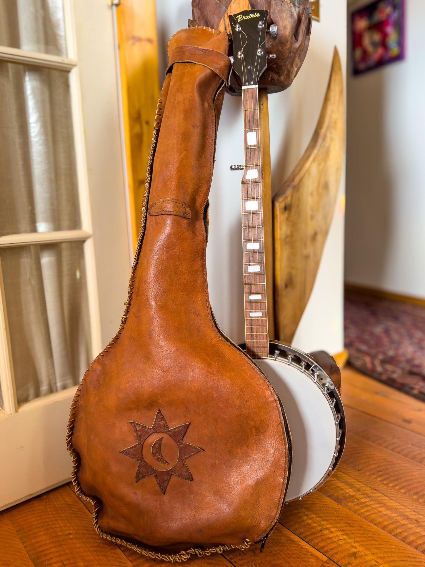 1970s Leather Banjo Case Hippie Handmade Char Style Bag