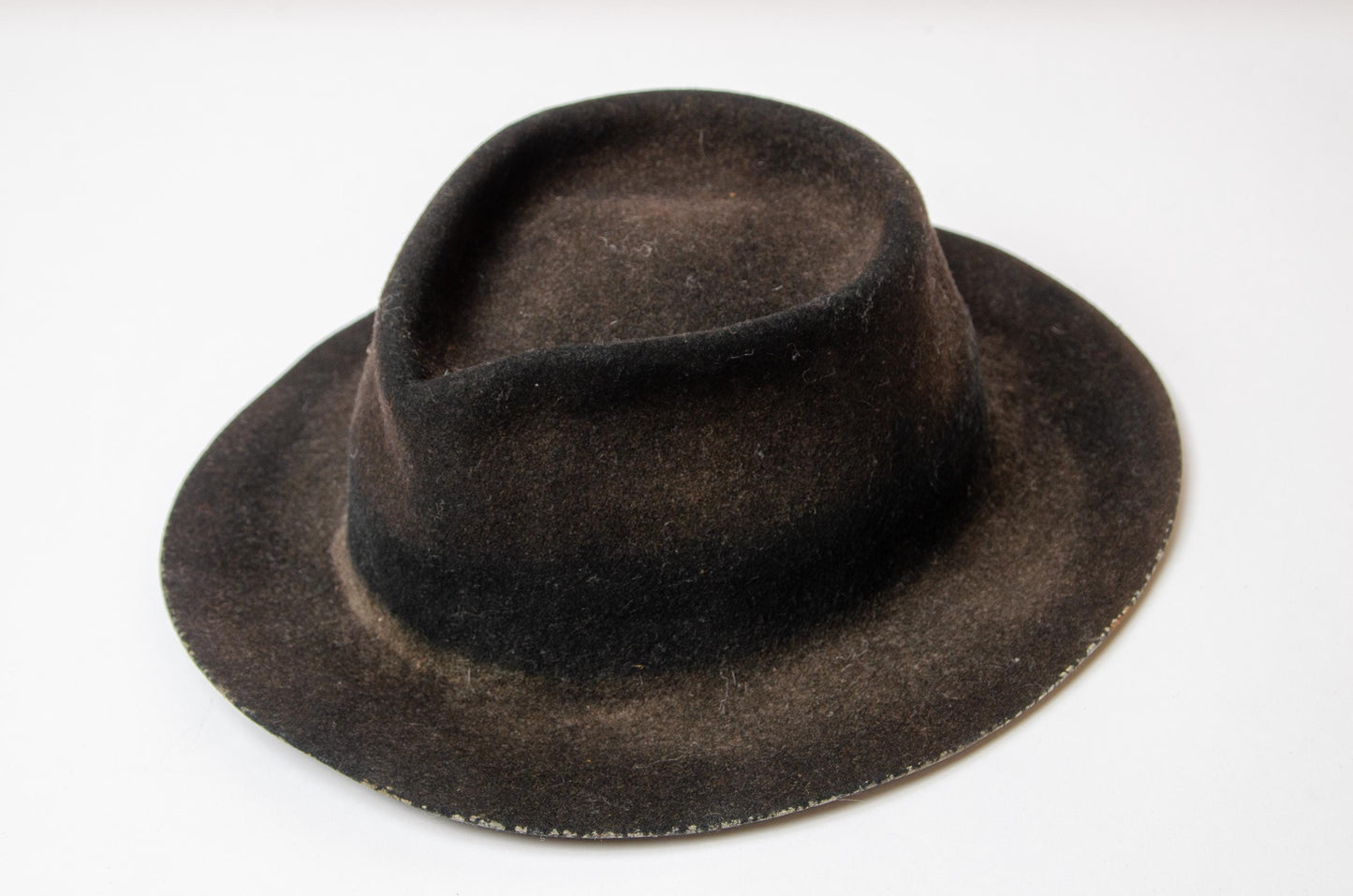 Vintage Sun Faded Western Hat Distressed Wool Black Short Brim Hat