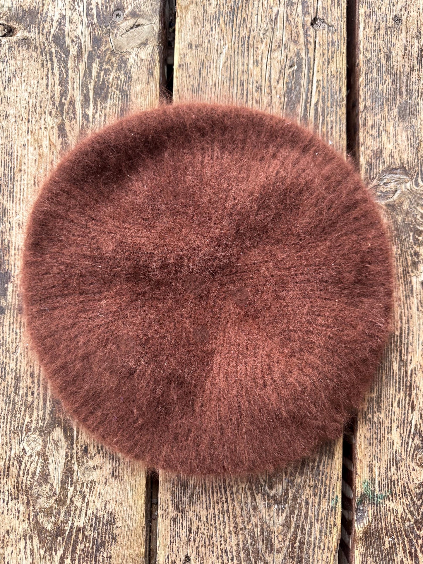 Vintage Angora Beret Burnt Sienna Aris Fuzzy Mohair Tam