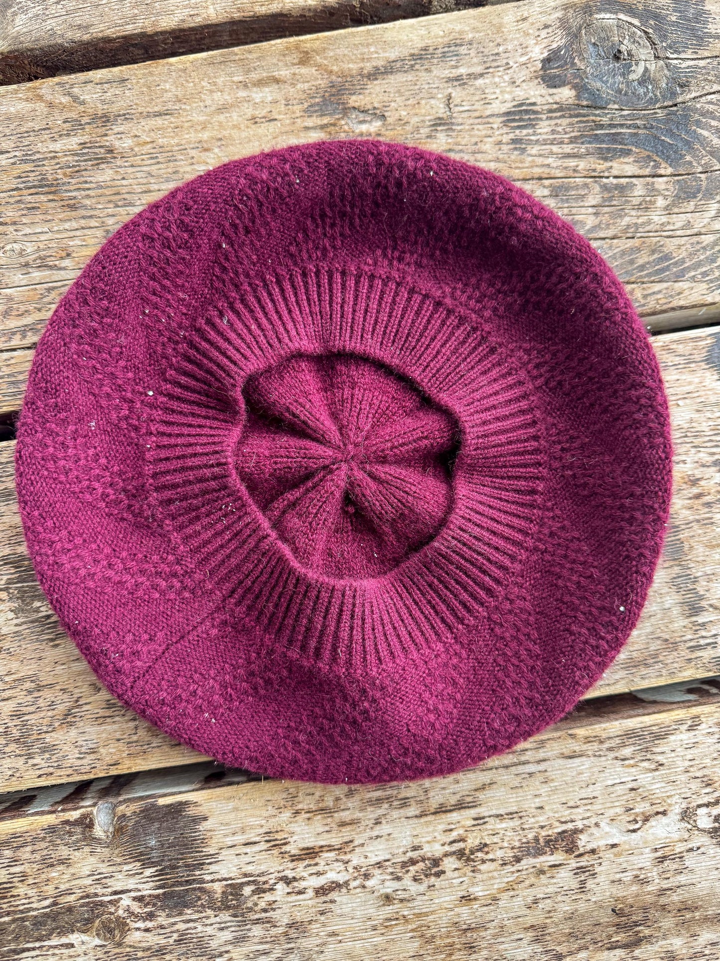 Vintage Cashmere Beret Dark Burgundy Knit Tam