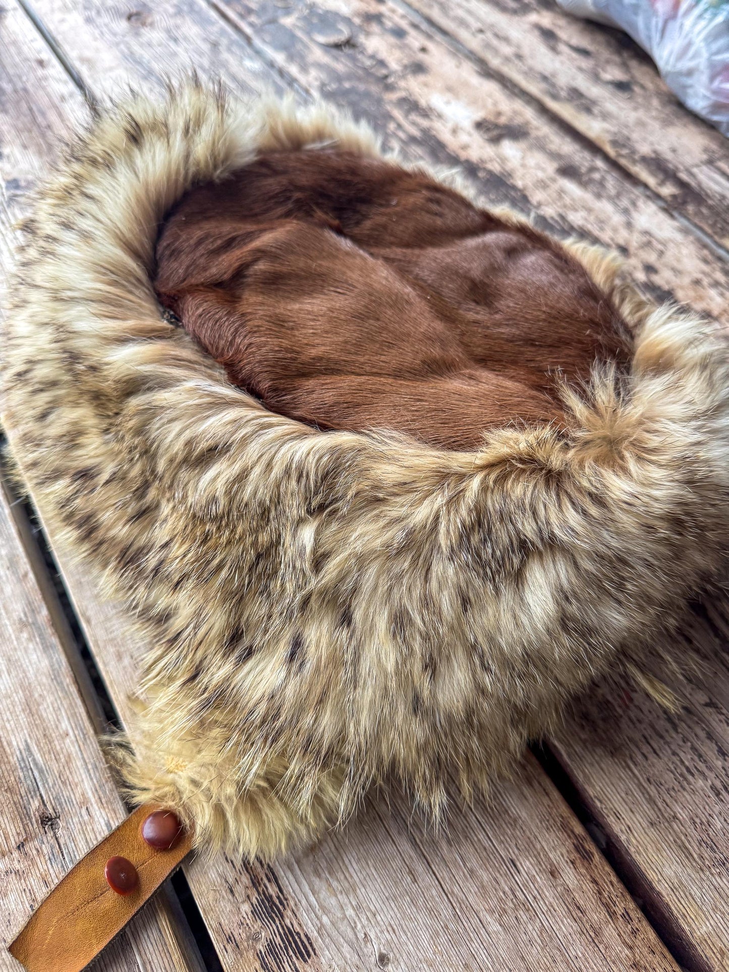 Antique Coyote Fur Trapper Hat Snow Hat