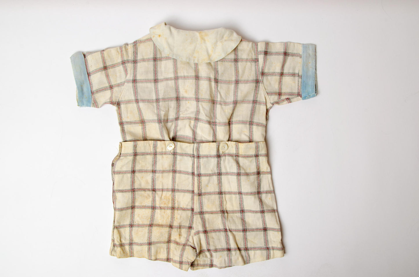 1920s Kids Playsuit Jumper Linen Plaid Jumpsuit Romper