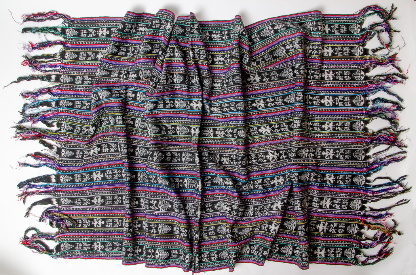 Vintage Guatemalan Hand Woven Table Cloth Floor Runner Fabric 35 x 76