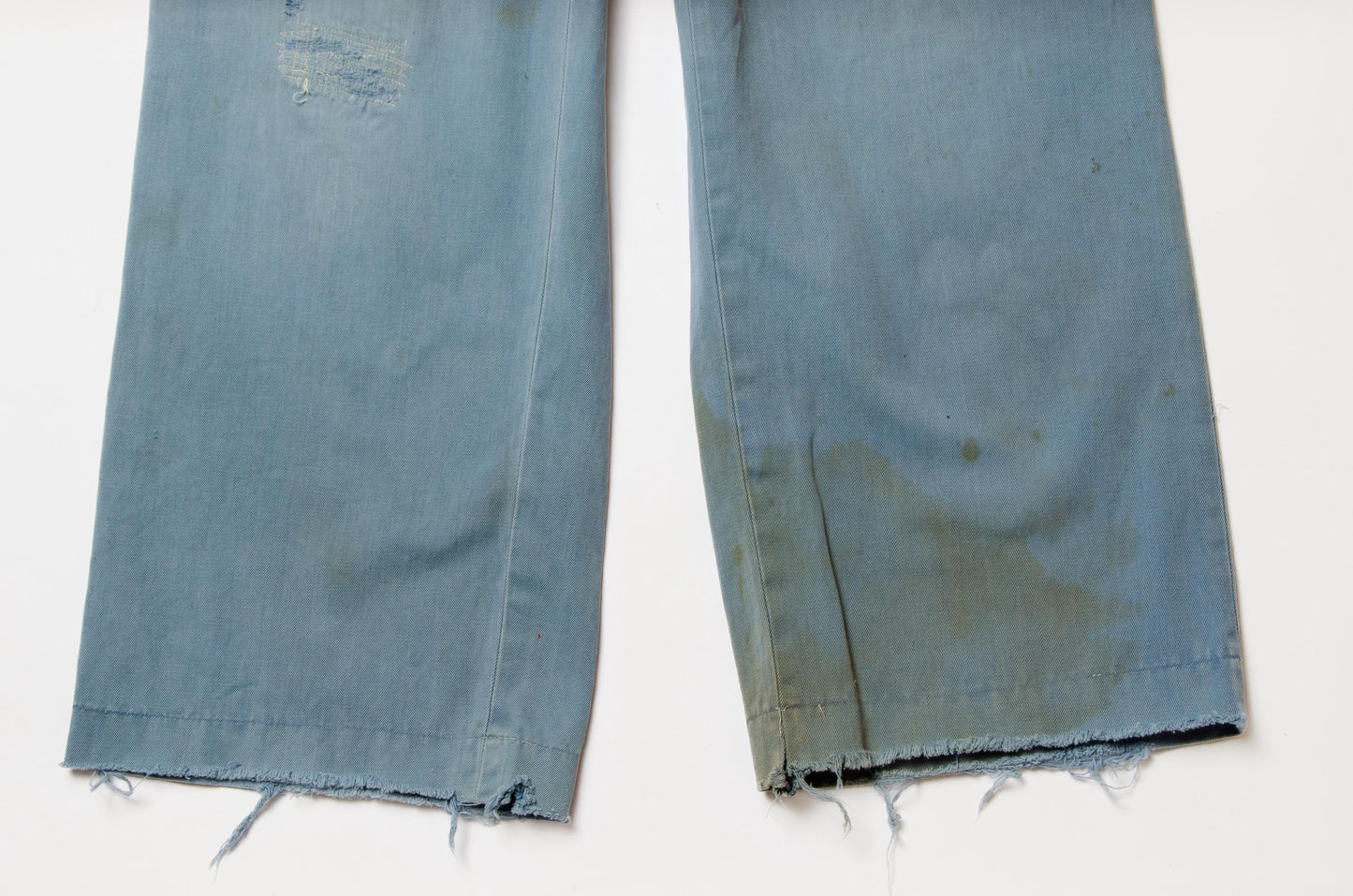 1940s Distressed Chino Pants Blue Cotton Utility Chore Pants 30 x 28