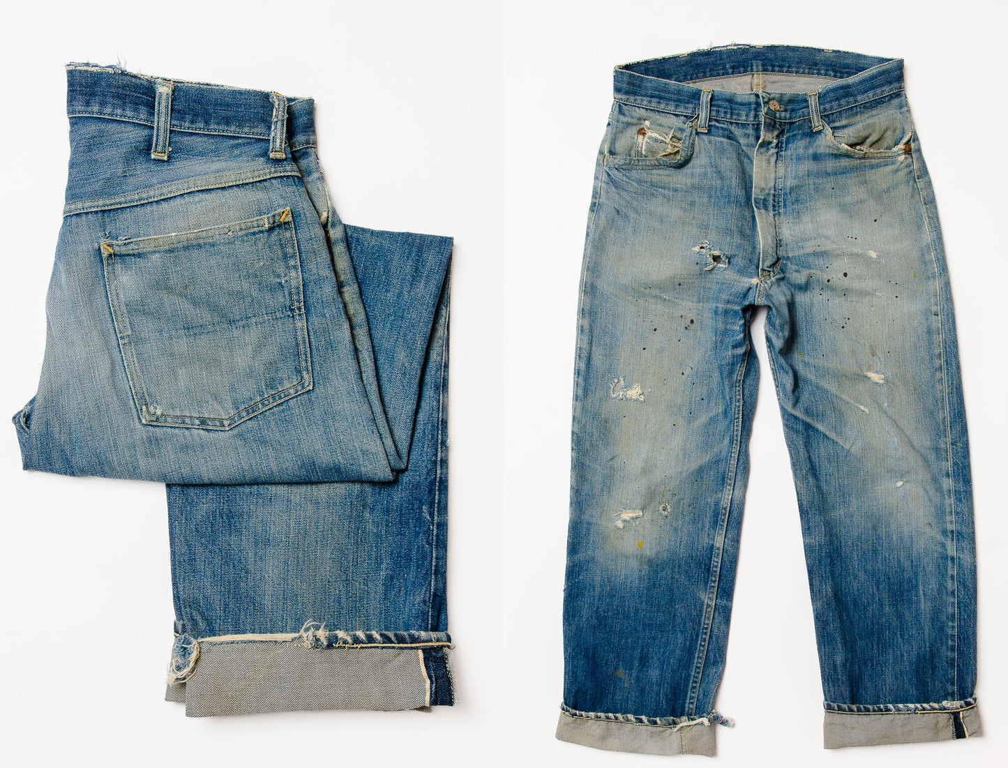 1950s Redline Denim Foremost Distressed Indigo Denim Jeans 32 x 28