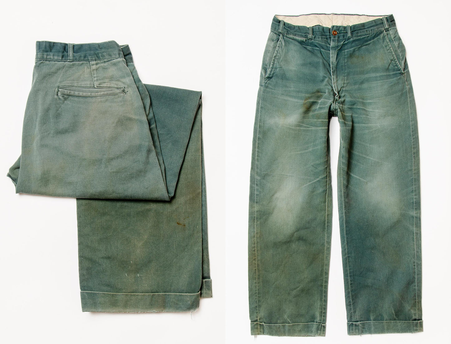 1940s Distressed Chino Pants Rail Chief Cotton Utility Pants 30 x 28