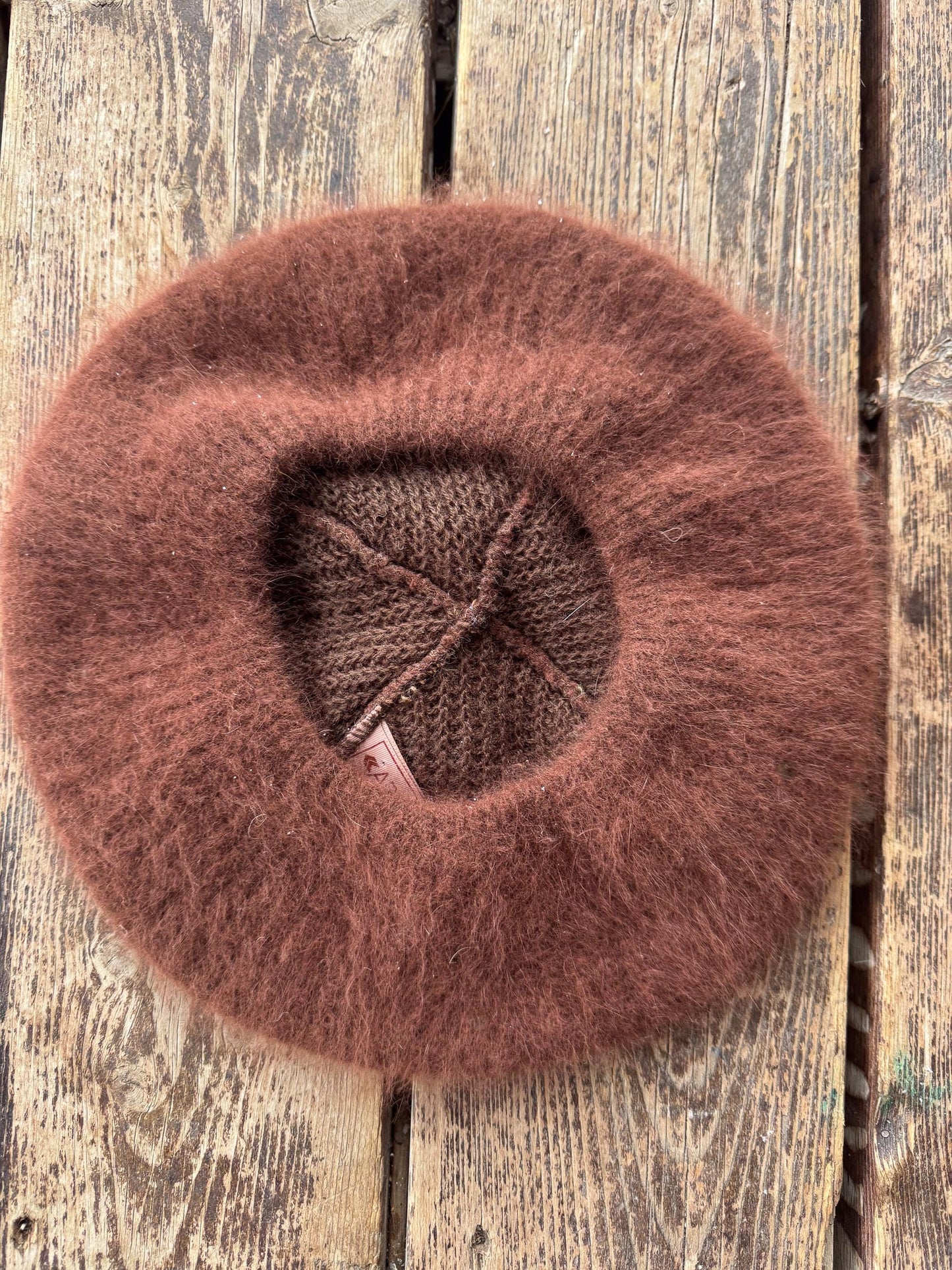 Vintage Angora Beret Burnt Sienna Aris Fuzzy Mohair Tam