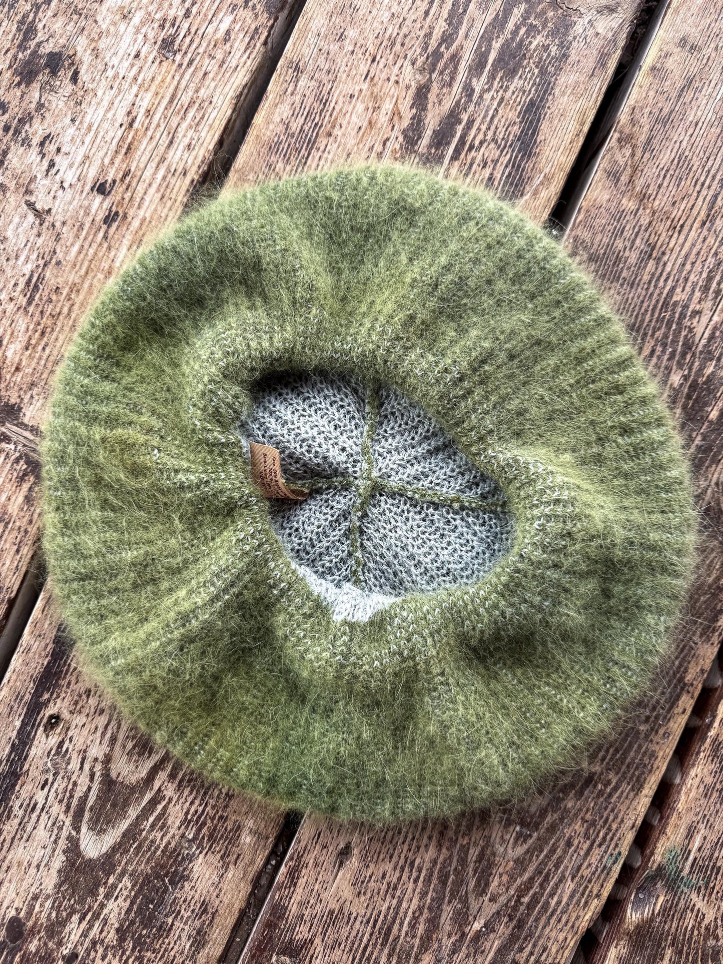 Vintage Angora Beret Sage Green Aris Fuzzy Mohair Tam