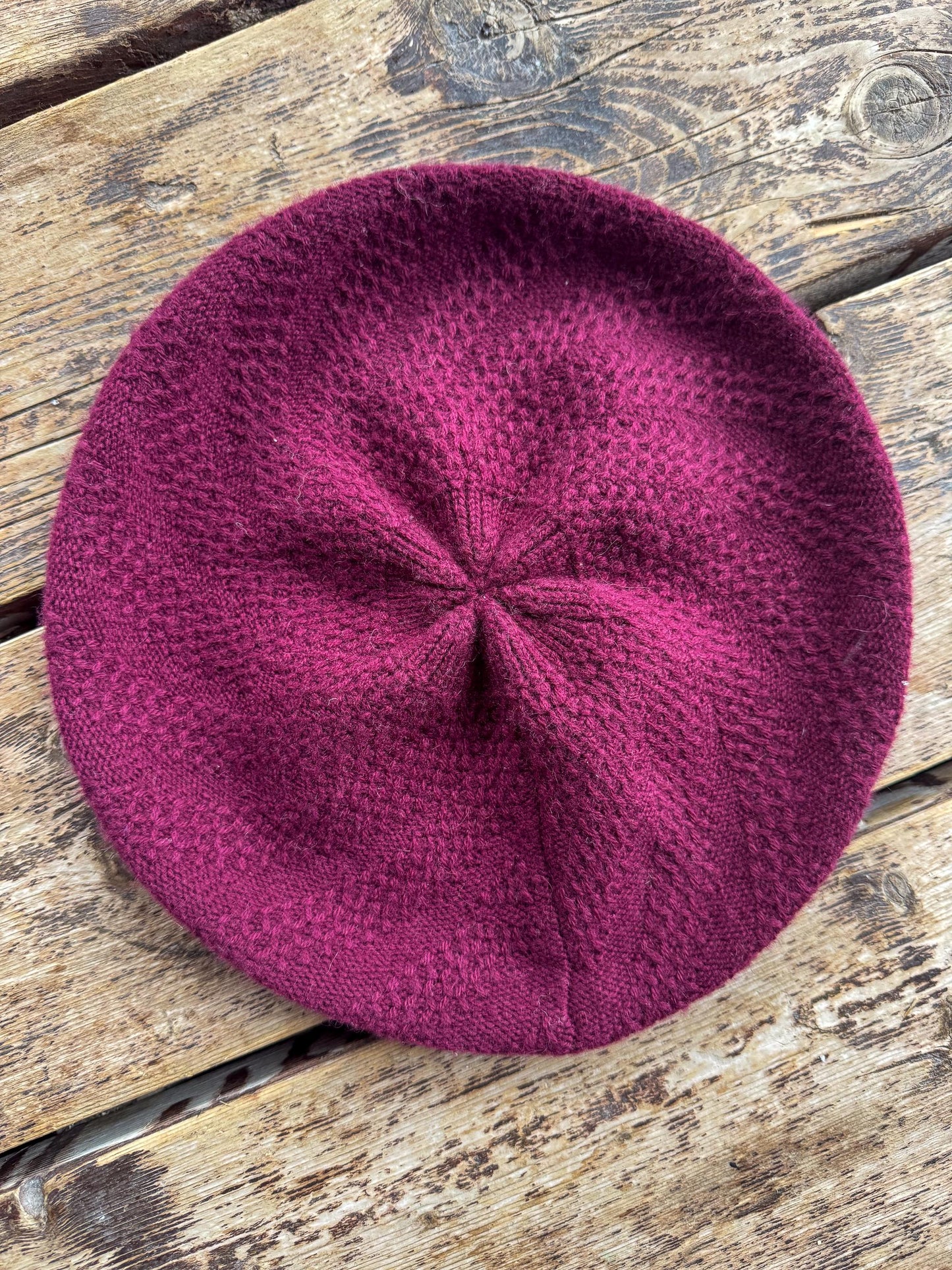 Vintage Cashmere Beret Dark Burgundy Knit Tam