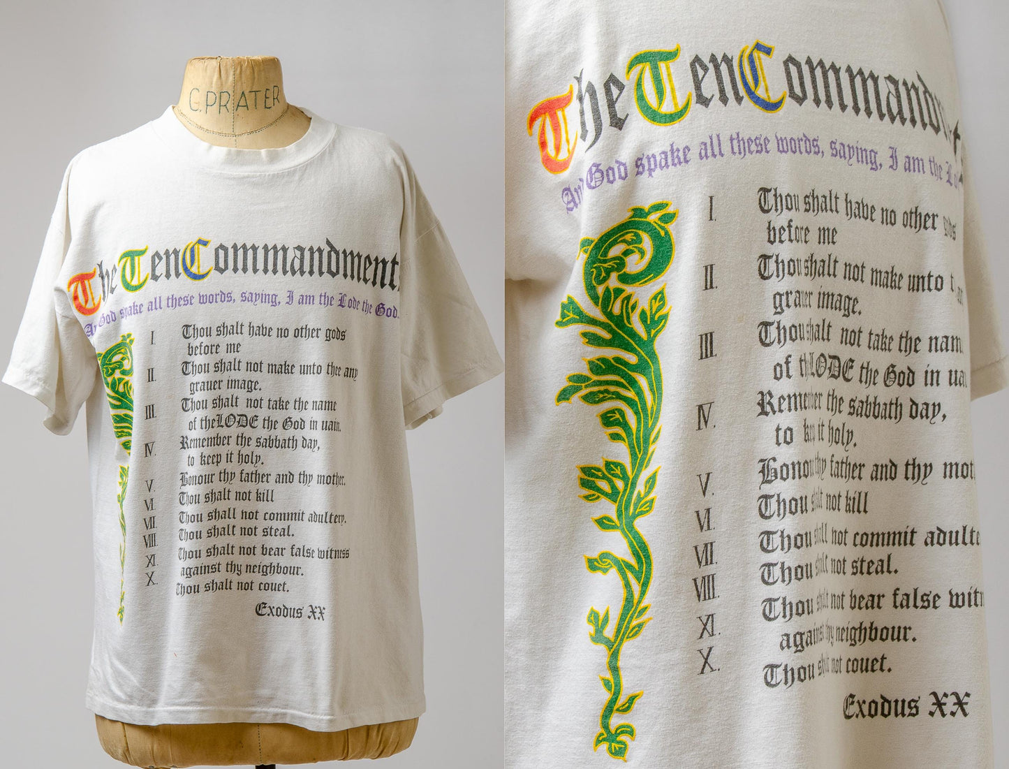 1980s Exodus 20:20 Ten Commandments Novelty T Shirt