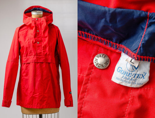 1970s North Face Parka Red Goretex Hooded Mountain Parka Womens Jacket