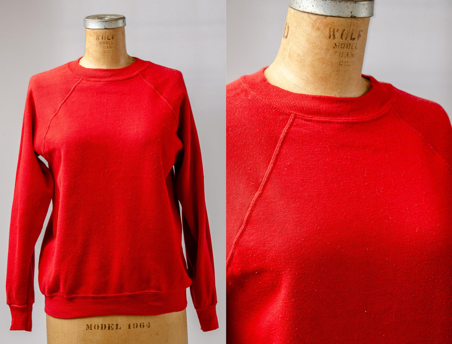 1980s Red Sweatshirt Solid USA Blank Sweatshirt