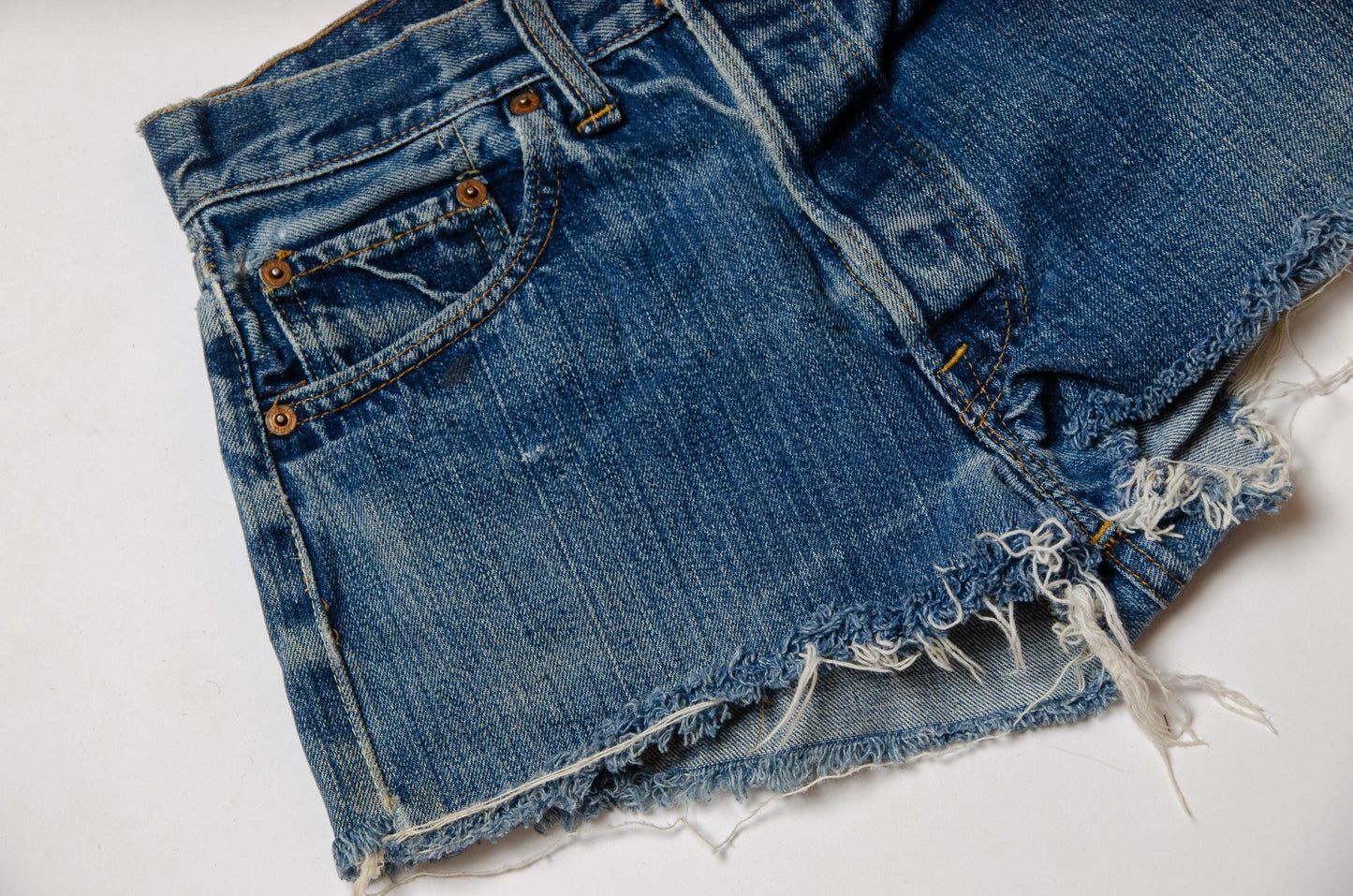 Vintage Levis Redline Indigo Denim Cut Off Jean Shorts W 25