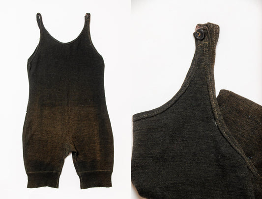 1920s Wool Swimsuit Black One Piece Swim Bathing Suit