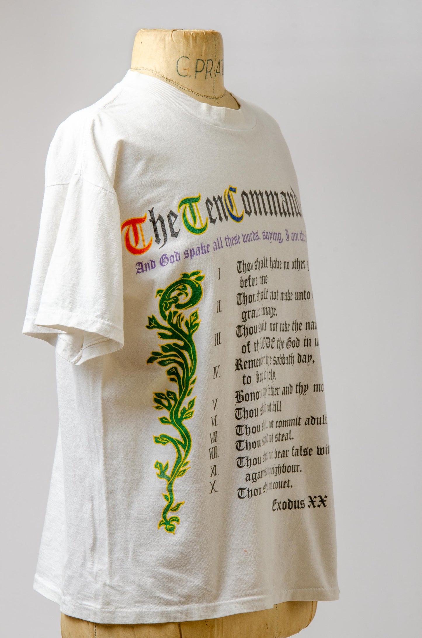 1980s Exodus 20:20 Ten Commandments Novelty T Shirt