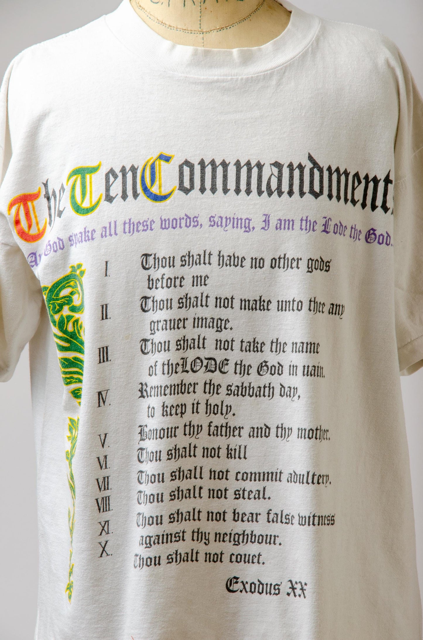 1980s Exodus 20:20 Ten Commandments Novelty T Shirt