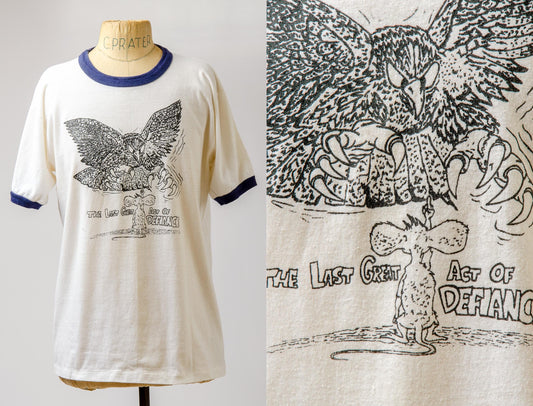 1970s The Last Act of Defiance Middle Finger Novelty T Shirt