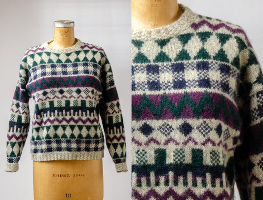 90s Eddie Bauer Wool Knit Sweater Geometric Womens Sweater