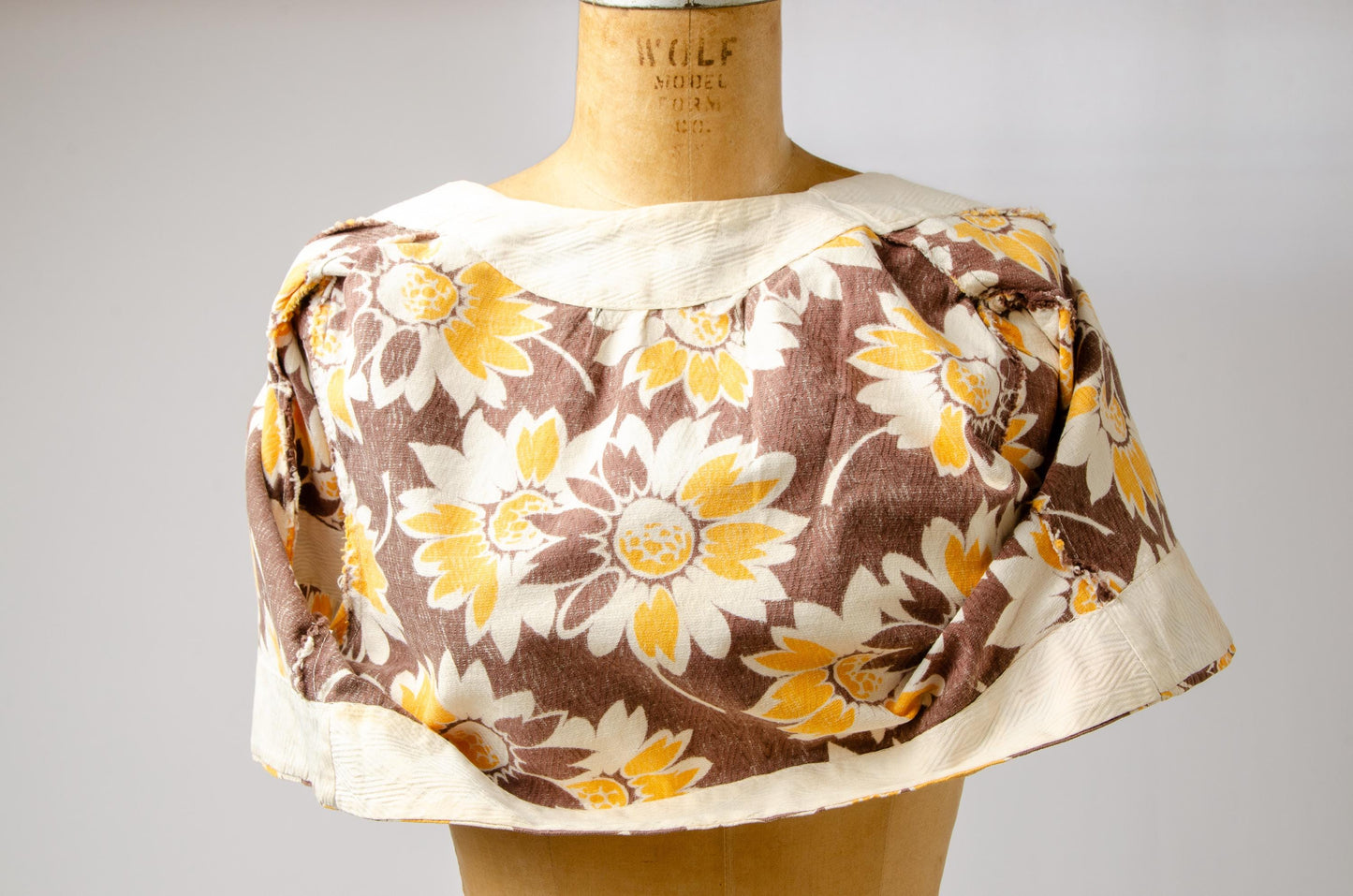 1940s Sunflower Bolero Jacket Yellow and Brown Cotton Crop Jacket