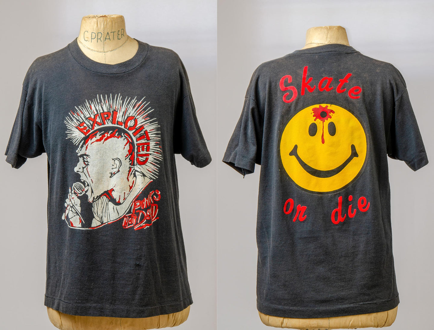 1980s Exploited Skate Or Die Front and Back Print Punk T Shirt