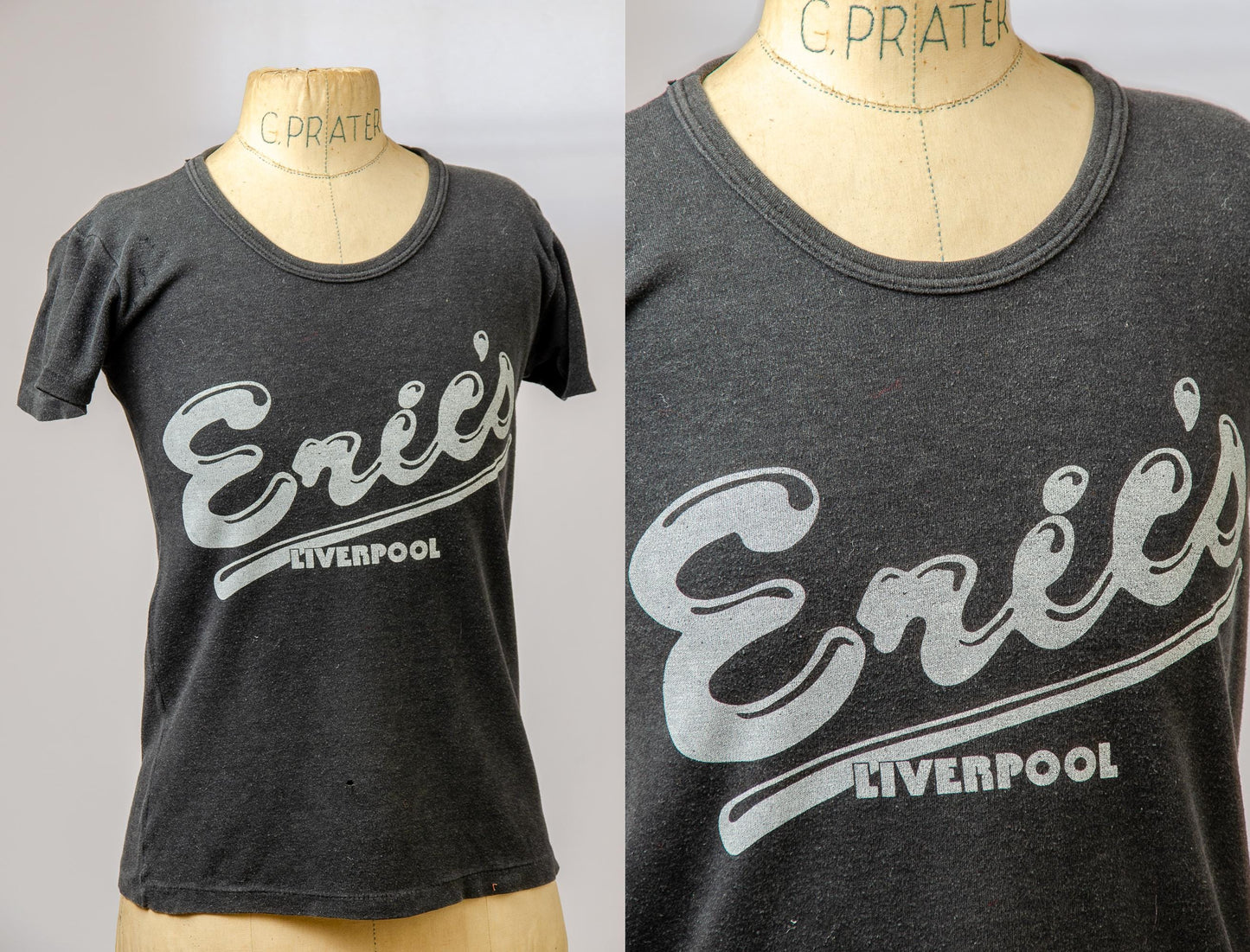 1970s Eric's Liverpool Punk Venue Black Cotton T Shirt